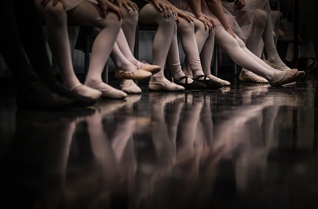 Ballet Girls Feet Floor Reflection 